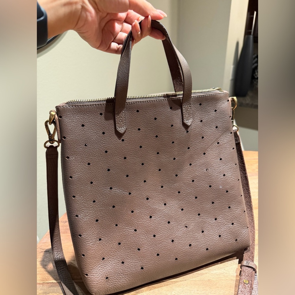 Madewell Taupe Perforated Leather Tote